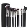 12pcs Black Makeup Brushes Set Face Powder Contour Blush Eyebrow Brush & Comb Eyelash Brush Pincel Maquiagem with Cylinder Case