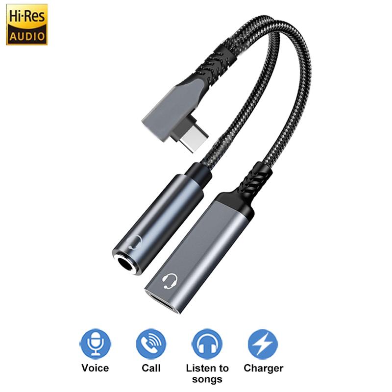 Xiaomi OTG 2 IN 1 Elbow Type USB C to 3.5mm Jack AUX Audio Headphone Adapter Fast Charger 60W for Samsung IPhone15 Huawei Xiaomi Tablet