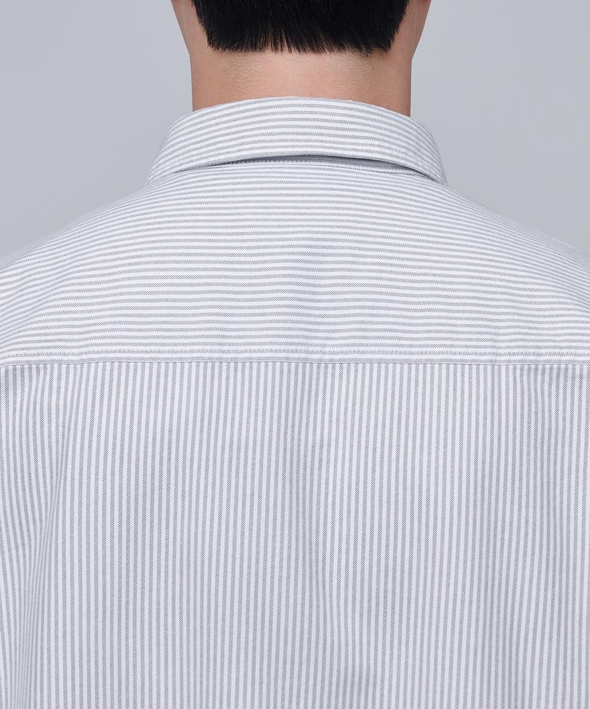 MUSINSA STANDARD Striped Oversized Oxford Shirt [Grey Stripe]
