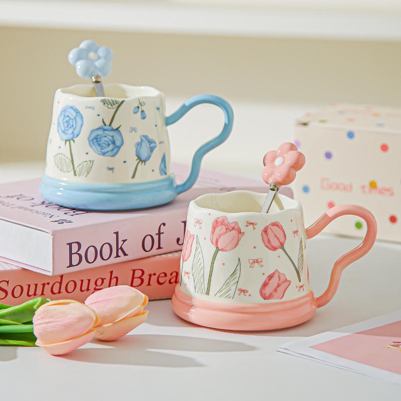 Souvenir Gifts Pastoral Style Single Cup Sunflower Ceramic Cup Household Set Mug Tulip Cup