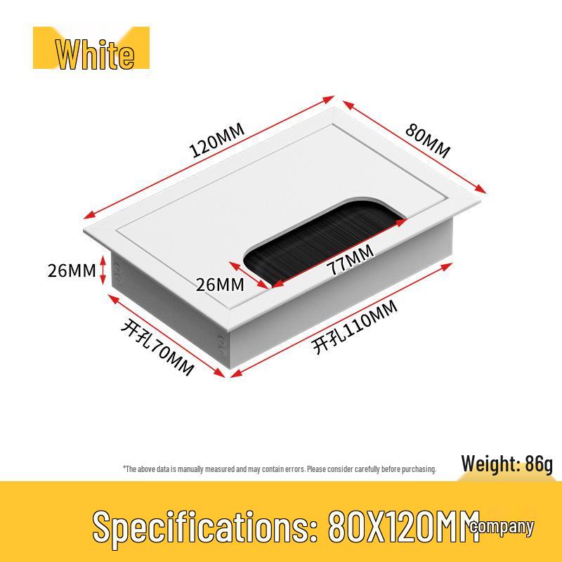 Desktop Cable Management Box: Flip-up Cover for Desk Cable Hole - Wire Pass-through and Decorative Rectangular Plate