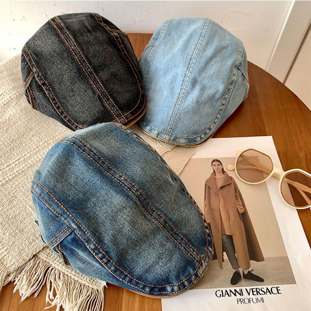 Cotton Painter Beret British Style Peaked Cap Casual Flat Cap  Summer