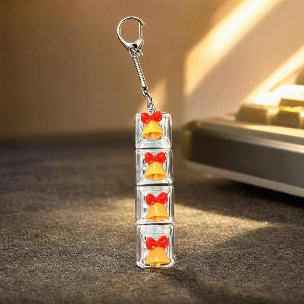 Transparent Dual-Tone Decompression Button Toy 4-Key X-mas Keyboard Keychain Desktop Decoration
