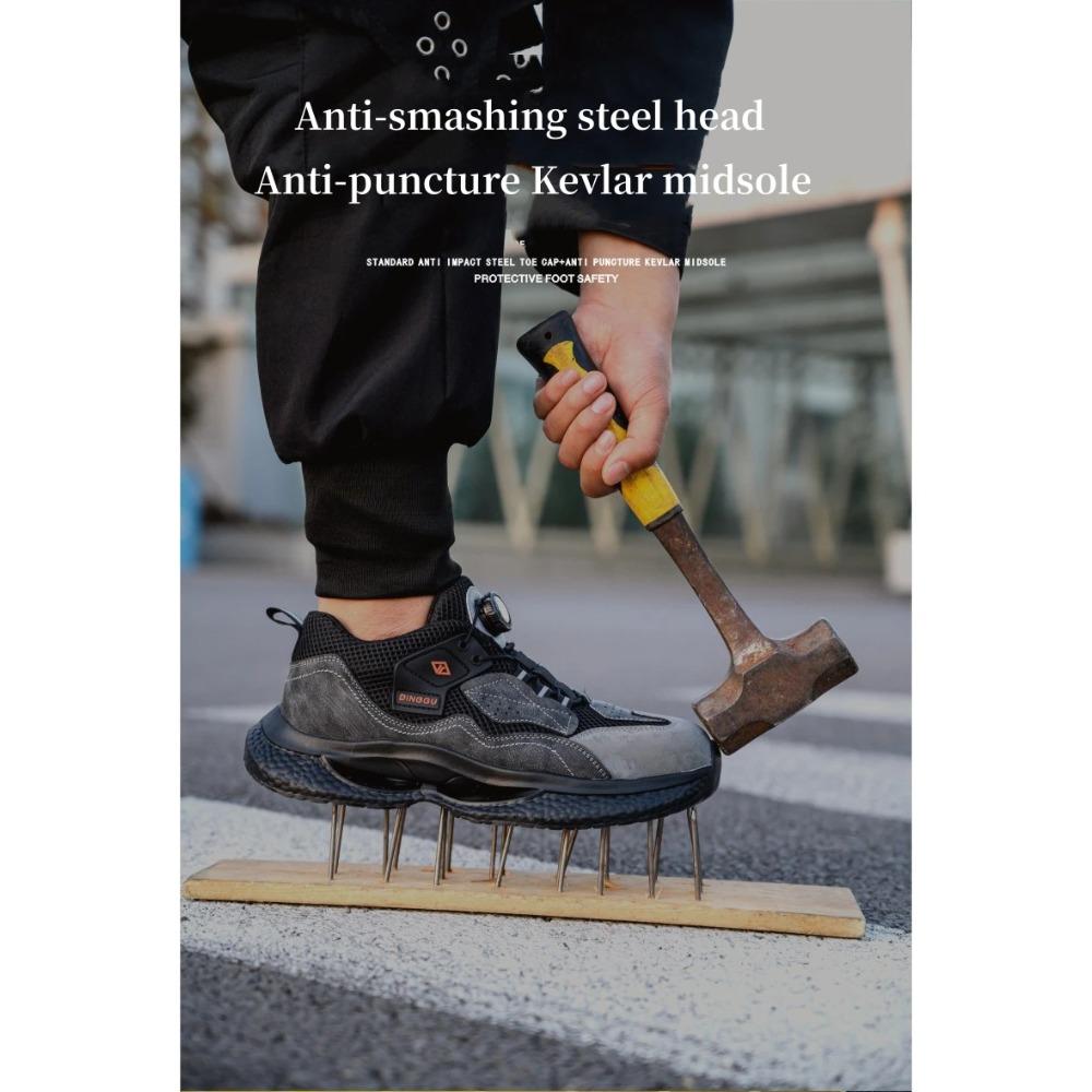 Рабочая защитная обувь с вращающимися пуговицами, мужская и женская обувь со стальным носком, неразрушимые защитные ботинки, легкие защитные рабочие кроссовки