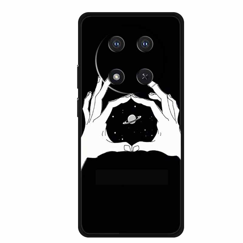 Чехол для Honor X9c X 9 c Цветочки Черный Силикон ТПУ Мягкая Задняя Крышка Для Honor Magic 7 Pro Magic7 5G lite Чехол для Телефона Funda
