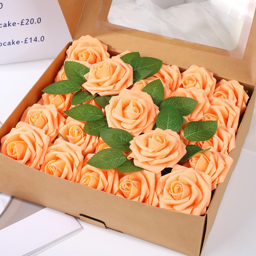 25Pcs Artificial Rose Flowers Foam Fake Faux Flowers Roses for DIY Wedding Bouquets Decoration Party Home Decor Garden Ornament