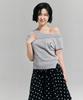 AWESOME STUDIO Asymmetrical Collar Off-Shoulder Knit Light Gray
