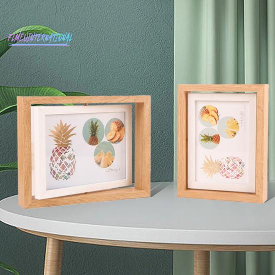 Вращающаяся фоторамка со стеклянной крышкой — сменная, изысканный вертикальный/горизонтальный настольный дисплей в деревенском стиле, двусторонняя фоторамка в скандинавском стиле