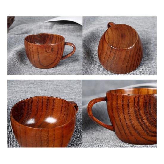 Wooden Water Cup Teacups Coffee Mug Vintage Drinking Cup for Tea Wine