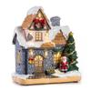 Christmas Decoration Village Collection Figurine Building Christmas House with Santa Claus LED Lighting Home Fiireplace Ornament