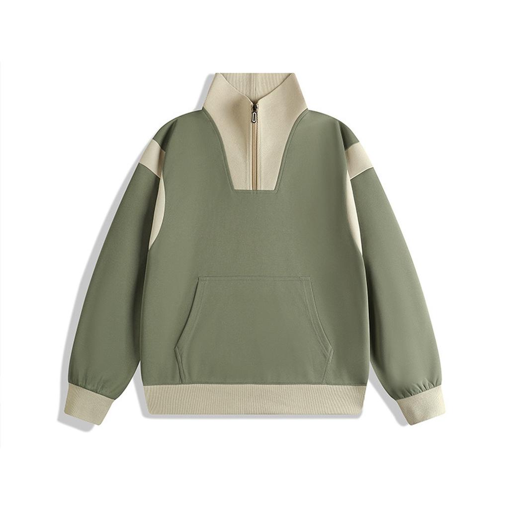 New Fashion Sports Striped Hoodie Color Patchwork Long Sleeve T-shirt Men's And Women's Loose Casual Zipper Stand-up Collar Top