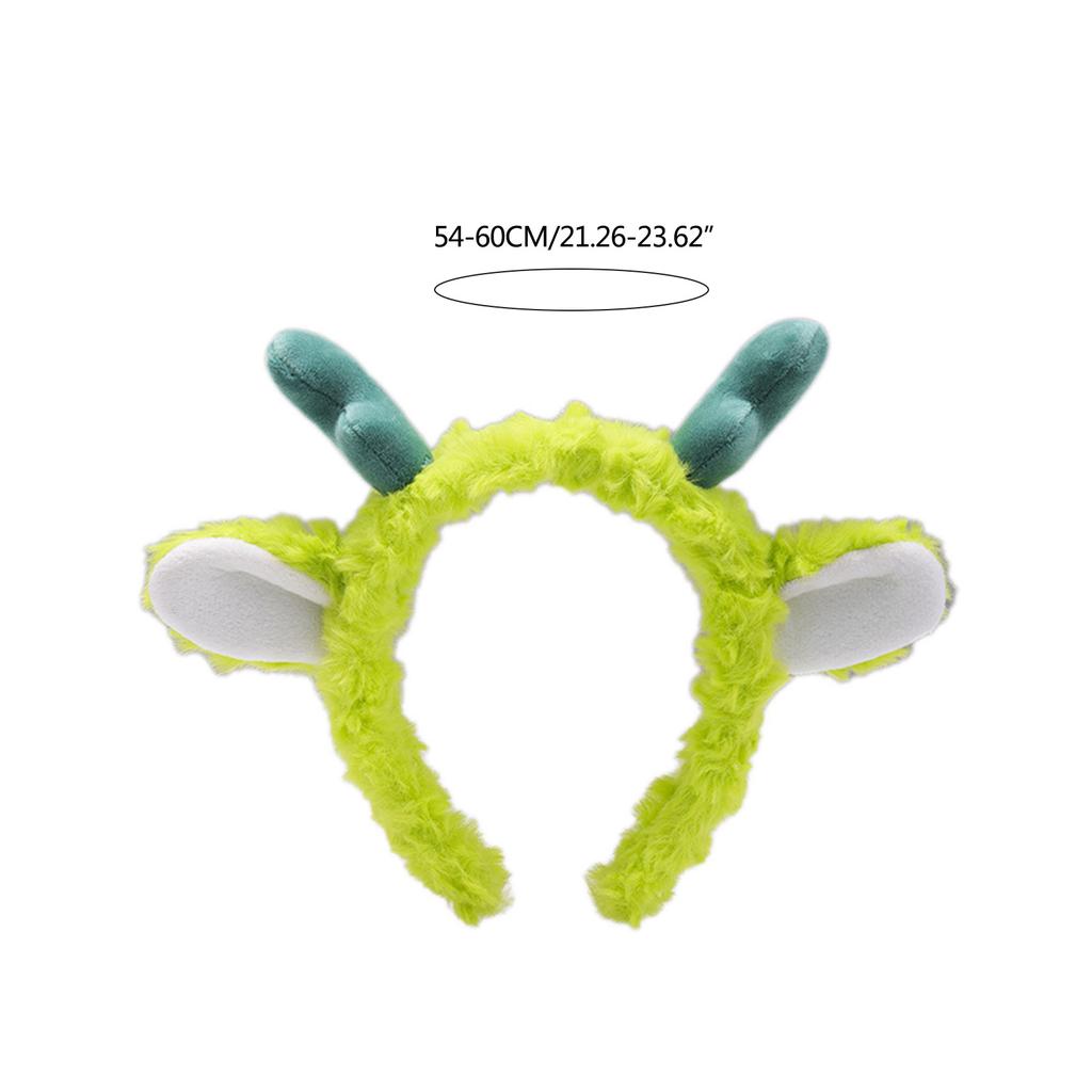 Cute Stuffed Dragon Head Shape Hair Hoop Women Spa Wash Face Makeup Headband for Photography New Year Hair Accessories