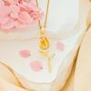 Elegant Tulip Flower Pendant Necklace Layered Minimalist Zircon Pendant Trendy Design Sweet Style Stainless Steel Choker