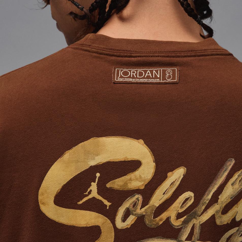 Jordan X Solefly Collaboration FW24 Минималистичная удобная мягкая футболка с коротким рукавом для мужчин, топы коричневого цвета HM5037-259