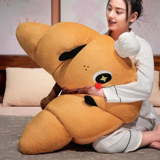 Yousheng Croissant Shaped Stuffed Pillow Cute Plush Croissant Pillow with Legs Back Cushion Lumbar Support Pillow for Sofa Bed Couch
