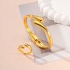 Fashion Commuter Festival Gifts Simple Personality Fashion Waterdrop Bracelet Ring Metal Jewelry Set 2pcs Temperament Set Women