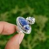 Natural Sodalite Gemstone Multi Stone Flower Ring Size 6.75 925 Sterling Silver