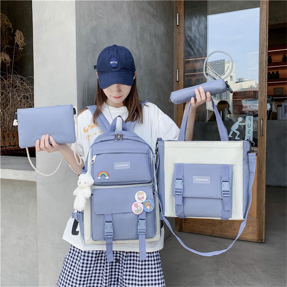 New Schoolbag Four-piece Backpack Simple Bag