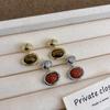 Exquisite 2024 Retro Maillard Tiger Eye Stone Earrings: Unique High-End Luxury for Women