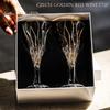 A Pair of High-end Gold-painted Red Wine Glasses, Light Luxury Household Crystal Glass Goblets, and a Gift Box.