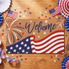 Коврик для двери Уличный США Красный Белый Синий Коврик Добро пожаловать Патриотический Коврик Нескользящий День Независимости Мемориал Свободы День Поминовения Вход В Помещение Наружное Крыльцо Декор Передней Двери