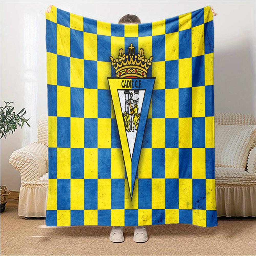 Cadiz Cf Badge Design Flannel Blanket, Soft Polyester, Modern Design, All-Season for Camping, Travel, Gifts for holidays or birthdays