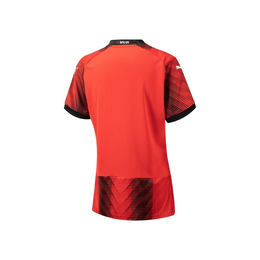 Puma Acm Home Jersey Replica с цветными манжетами, V-образным вырезом, коротким рукавом, футбольная рубашка для женщин, красные топы 770384-01