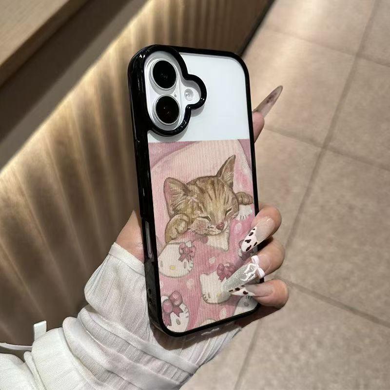 Черный корпус из акрила для кейса с кошачьим бантом для Apple 17 Pro Max/17/17 Pro/17 Air/16