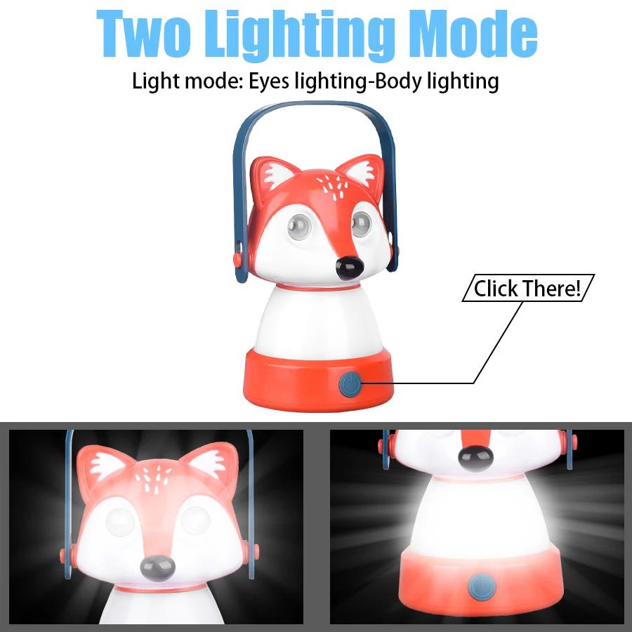 Children's Camping LED Lantern Animal Flashlight Outdoor Waterproof Camping Travel Lamp with 3A Battery for Kid Birthday Gifts