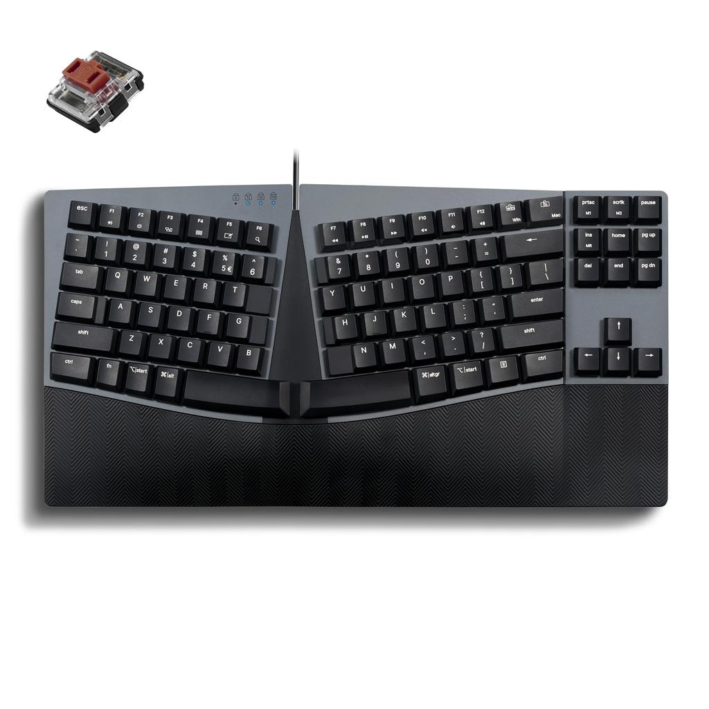 Perixx Px Ergo Mech Ergonomic Keyboard Mechanical Tenkeyless Low Profile Wired Connection USB Compatible with OS X Black English Layout Windows/Mac