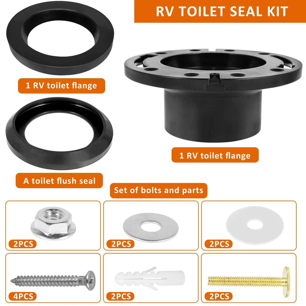 RV Toilet Seal Kit 385345892 RV Toilet Flange Kit Durable RV Toilet Flush Seal Replacement Parts Replaces 385311658 Flush Seal