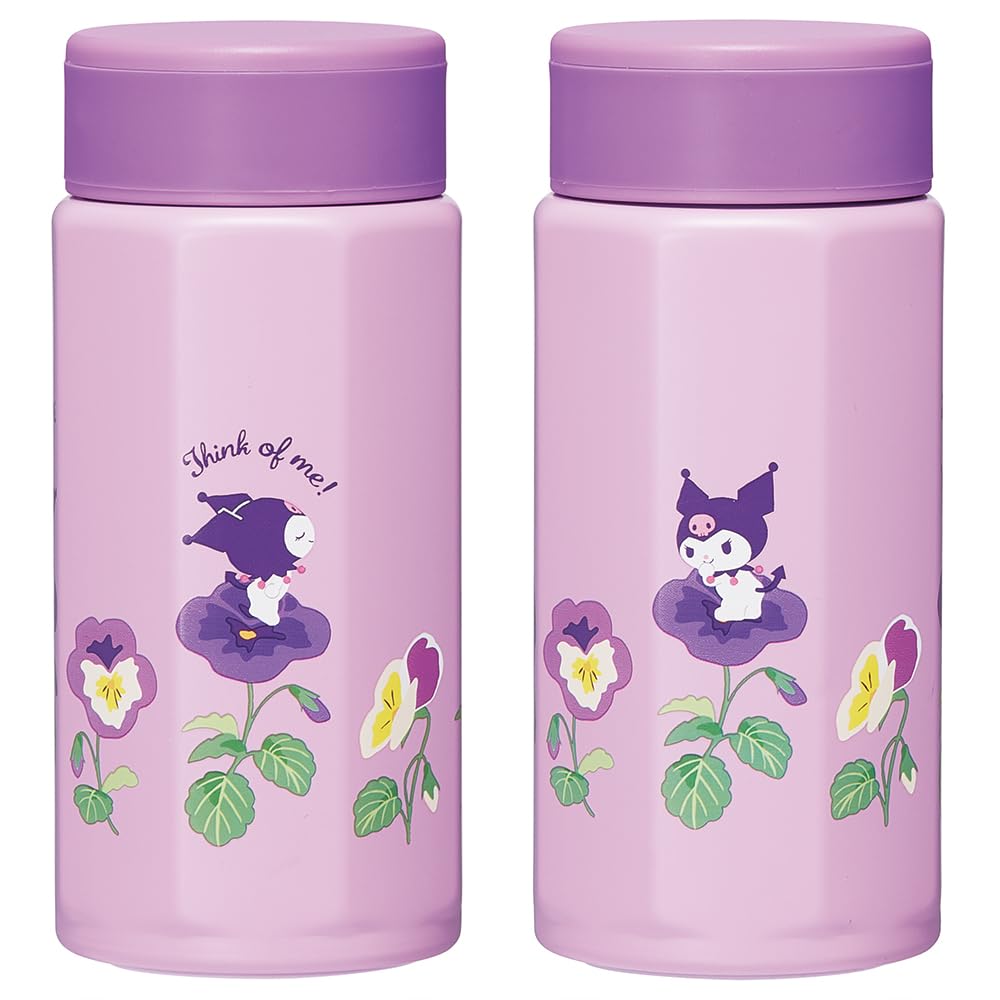 Skater Stainless Steel Mug Easy to Octagonal Flower Bottle, 350ml, Hold, Shape, Insulated, Insulated, Kuromi, Language, Sanrio, STO4-A