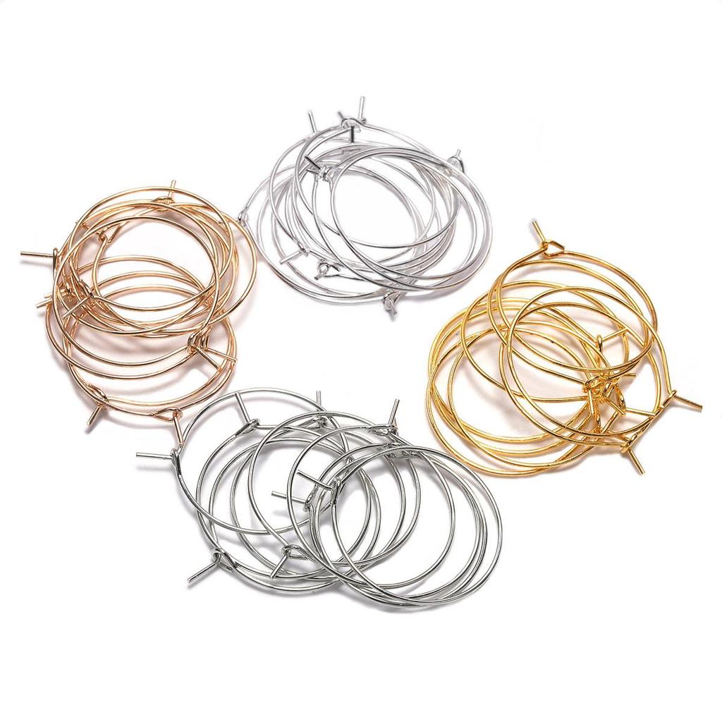 20-50pcs/lot 20 25 30 35 Mm Silver/Gold Hoops Earrings Big Circle Ear Wire Hoops Earrings Wires For DIY Jewelry Making Supplies