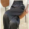 Summer Silk Satin Women's Pants High Waist Casual Black Korean Fashion Wide Leg Suit Pants for Women Trousers