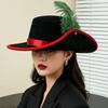 Фетровая шляпа-цилиндр с искусственным пером, плоская верхушка, сценическая шляпа, ретро-стиль, легкий головной убор для маскарада, вечеринки