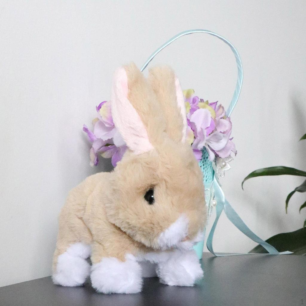 Electronic Interactive Jumping Rabbit Plush Animal Robot Baby Toys & Waggle Ears Nose