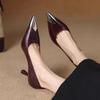 Женские туфли на высоком каблуке, роскошная обувь, модные туфли с острым носком, сексуальные осенние элегантные туфли-лодочки 2025 для вечеринки, платья, новые женские туфли