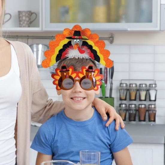 Аксессуар для костюма на День благодарения, плюшевая шапка в виде индейки, головной убор, повязка на голову в виде куриного глаза и ножки для новогодней вечеринки