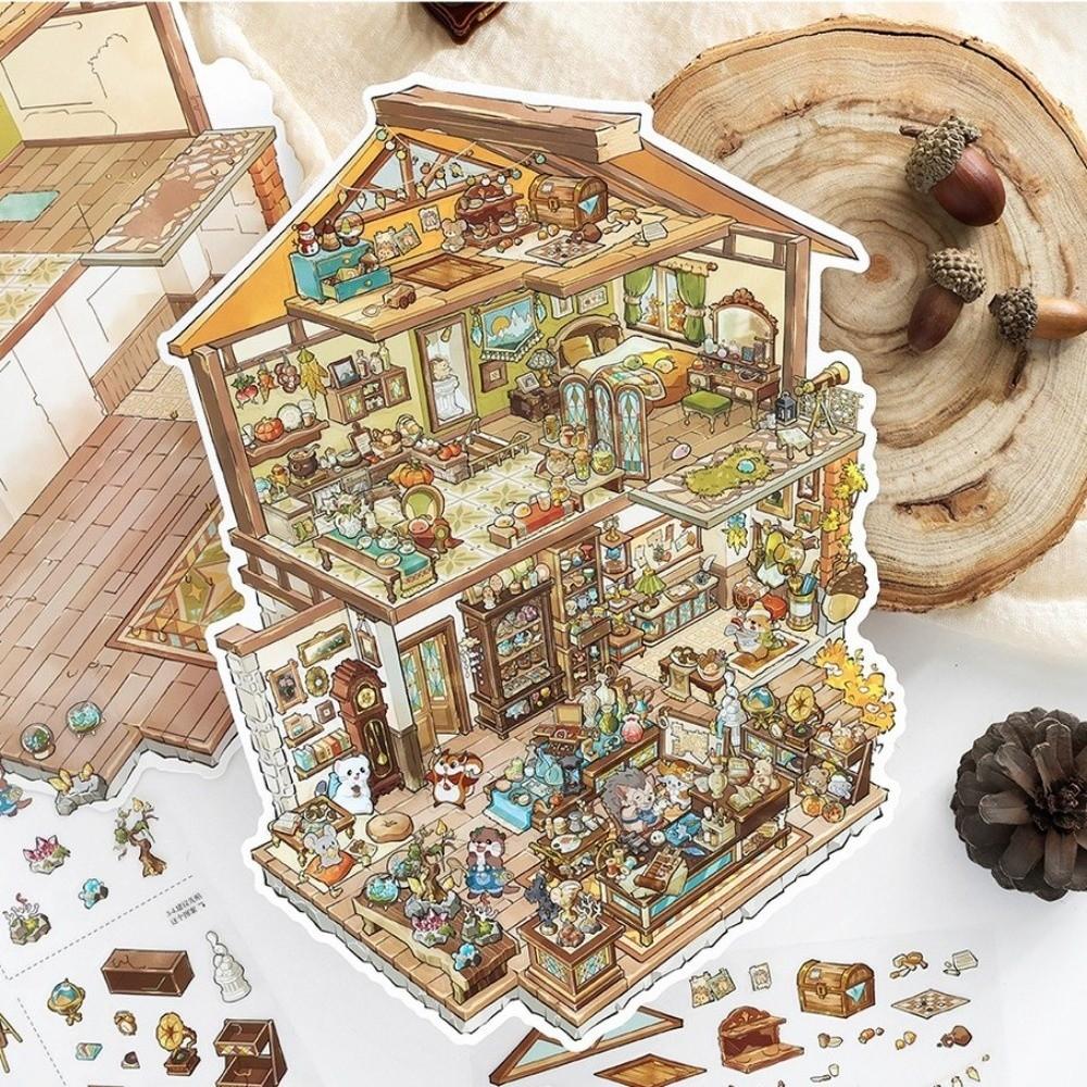 Shop Theme Stationery Stickers PET Die Cut Mini Landscape Sticker Stacking Stickers Children Gifts