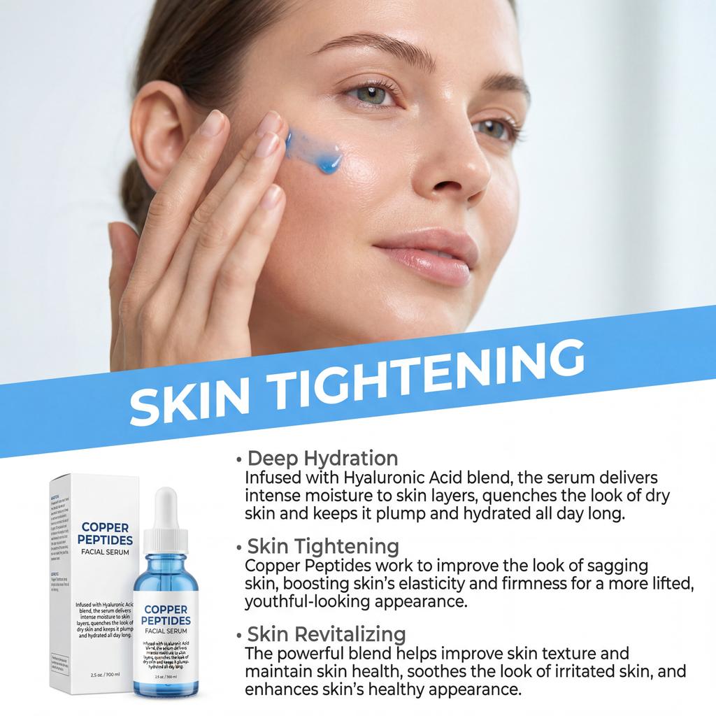 Copper Titanium Essence Hyaluronic Acid Serum for Sensitive Dry Nourishing Brightening Soothing Face Skin Care Essence