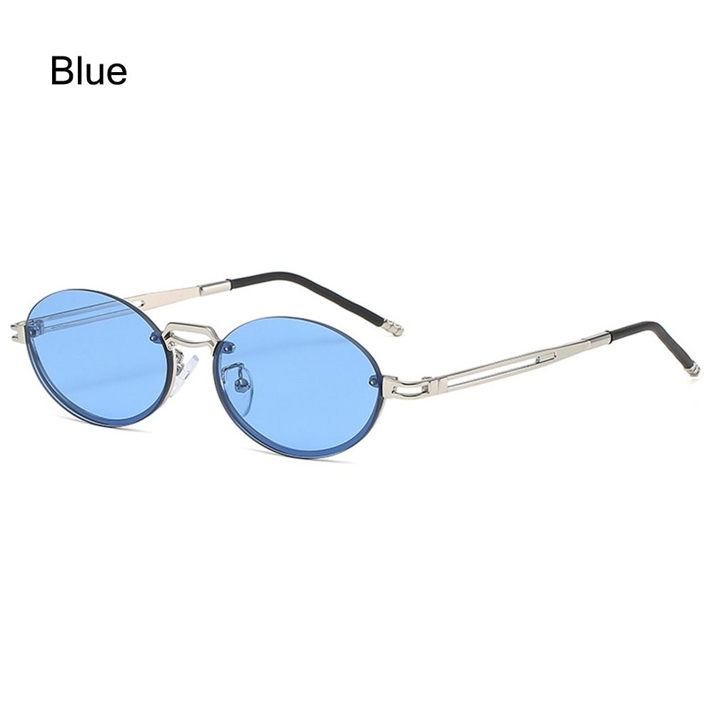 Vintage Metal Punk Sunglasses Rimless Oval Sun Glasses Trendy Frameless Shades Uv400 Protection Gradient Glasses