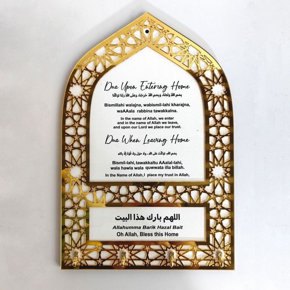 Detachable Acrylic Key Hanger Wall Mounted Arabic Key Holder Key Organizers Hook Eid Al Adha Gift