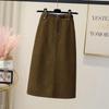 Корейская женская юбка зимняя с высокой талией вельветовая длинная юбка женская плиссированная юбка А-силуэта в студенческом стиле
