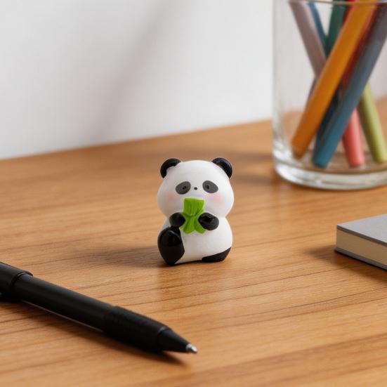 2 Pcs Mini Panda Figurines Cute Resin Panda Statues DIY Miniature Panda Cake Toppers for Fairy Garden Micro Moss Landscape Office Home Desk Decoration