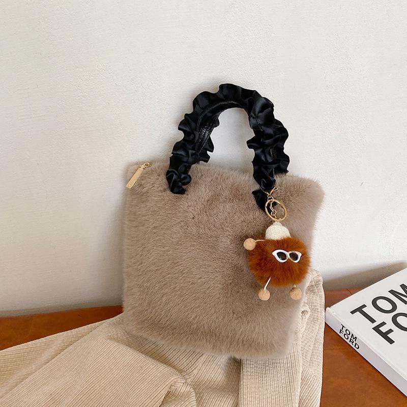 IELGY Женская пушистая сумка-ведро, пушистая ручная сумка через плечо