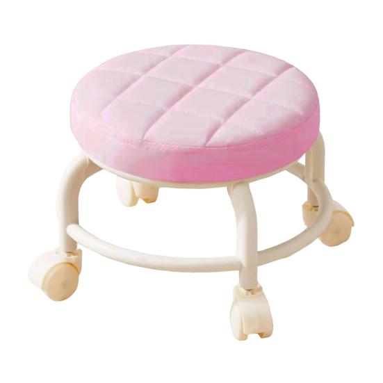 Низкий стул на колесиках с поворотными на 360 градусов колесами, подушка из искусственной кожи, сиденье на роликах