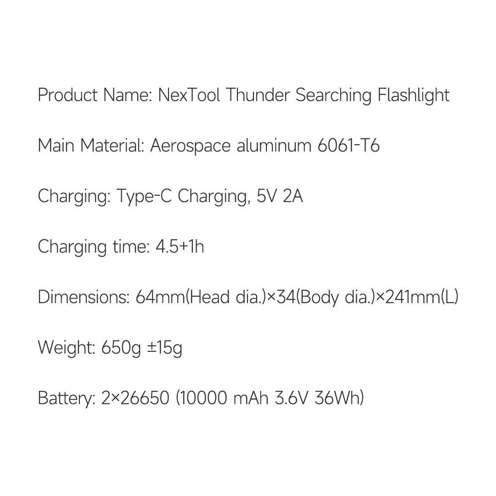 Nextool Фонарик 3600лм 450м Водонепроницаемый IPX7 10000мАч Перезаряжаемый через USB Поисковый фонарь Светодиодный аварийный свет Для кемпинга на открытом воздухе