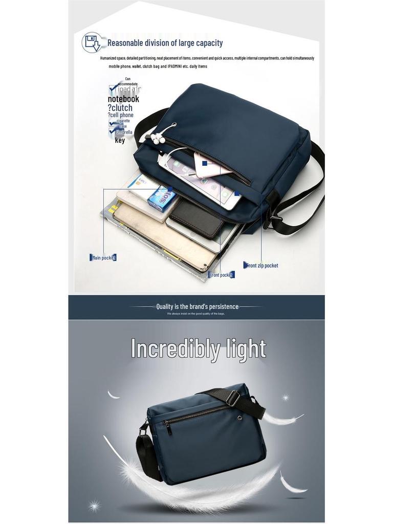 Men's Waterproof Oxford Cloth Crossbody Shoulder Bag - Large Capacity Canvas Messenger Backpack