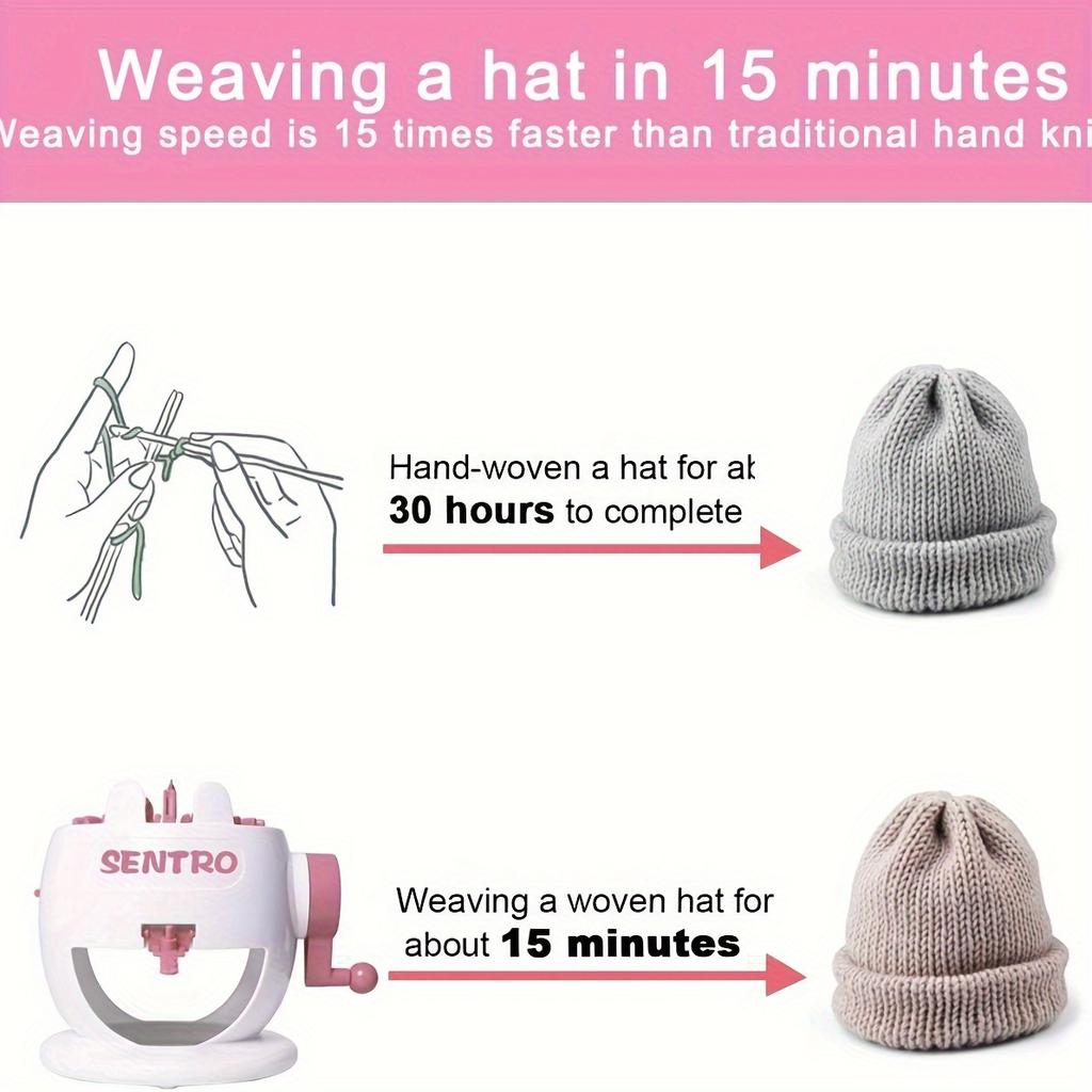 [Portable Knitting Machine] Manual Knitting Machine - Portable,Rotating Double Needles for Beginners & Experts,Compact Knitting Board for Hats,Scarves