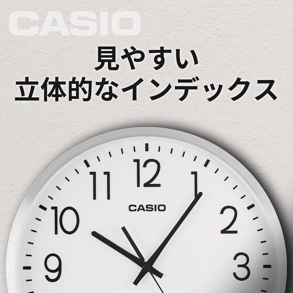 CASIO Wall Aluminum Nighttime Second Hand Stop Clock, Radio-Controlled, Silver, Analog, Frame, Function, IQ-2100J-8JF